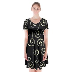 Pattern Short Sleeve V-neck Flare Dress by ValentinaDesign