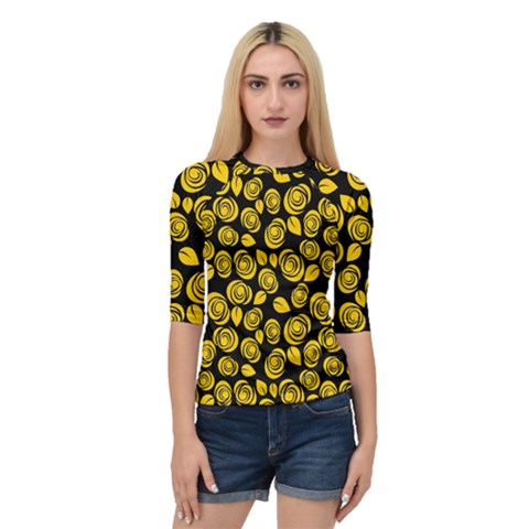 Floral Pattern Quarter Sleeve Tee by ValentinaDesign