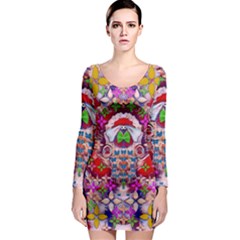 Hawaiian Poi Cartoon Dog Long Sleeve Bodycon Dress