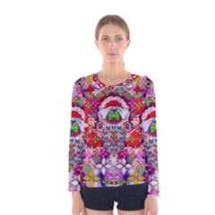 Hawaiian Poi Cartoon Dog Women s Long Sleeve Tee