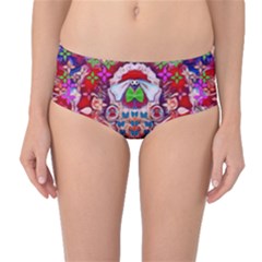 Hawaiian Poi Cartoon Dog Mid-Waist Bikini Bottoms