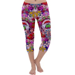 Hawaiian Poi Cartoon Dog Capri Yoga Leggings