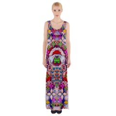 Hawaiian Poi Cartoon Dog Maxi Thigh Split Dress