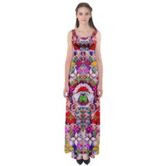 Hawaiian Poi Cartoon Dog Empire Waist Maxi Dress