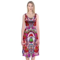 Hawaiian Poi Cartoon Dog Midi Sleeveless Dress by pepitasart