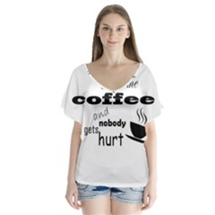 Give Me Coffee And Nobody Gets Hurt Flutter Sleeve Top by Valentinaart