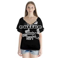 Give Me Coffee And Nobody Gets Hurt Flutter Sleeve Top by Valentinaart