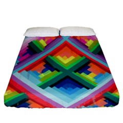 Rainbow Chem Trails Fitted Sheet (queen Size) by Nexatart