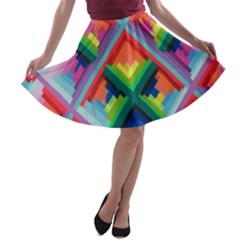 Rainbow Chem Trails A-line Skater Skirt by Nexatart