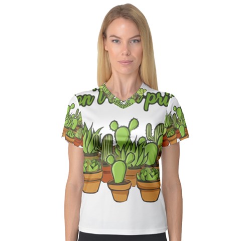 Cactus - Dont Be A Prick Women s V-neck Sport Mesh Tee by Valentinaart