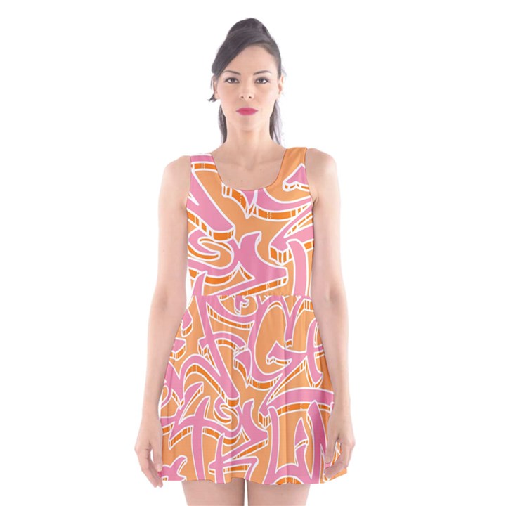 Abc Graffiti Scoop Neck Skater Dress