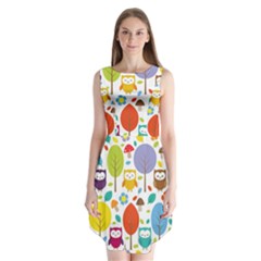 Cute Owl Sleeveless Chiffon Dress   by Nexatart