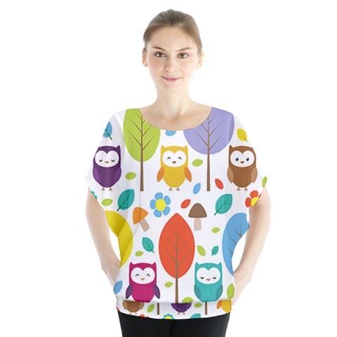 Cute Owl Blouse by Nexatart