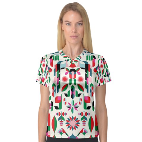 Abstract Peacock Women s V-neck Sport Mesh Tee by Nexatart