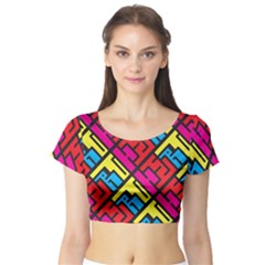 Hert Graffiti Pattern Short Sleeve Crop Top (tight Fit) by Nexatart