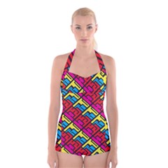 Hert Graffiti Pattern Boyleg Halter Swimsuit  by Nexatart