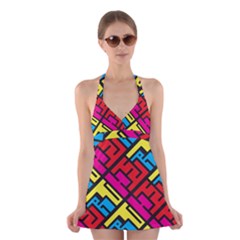 Hert Graffiti Pattern Halter Swimsuit Dress by Nexatart