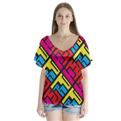 Hert Graffiti Pattern Flutter Sleeve Top by Nexatart