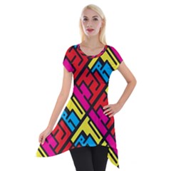 Hert Graffiti Pattern Short Sleeve Side Drop Tunic by Nexatart