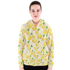 Lemons Pattern Women s Zipper Hoodie by Nexatart