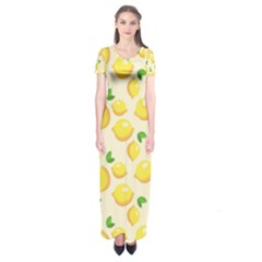 Lemons Pattern Short Sleeve Maxi Dress by Nexatart