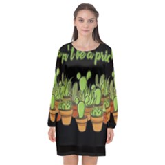 Cactus - Dont Be A Prick Long Sleeve Chiffon Shift Dress 