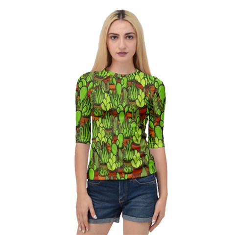 Cactus Quarter Sleeve Tee by Valentinaart