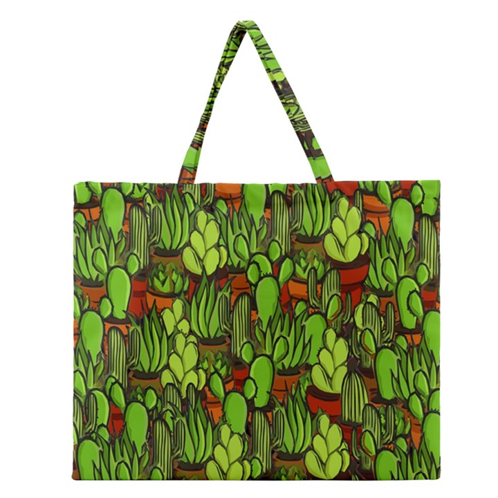 Cactus Zipper Large Tote Bag