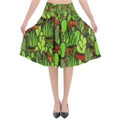 Cactus Flared Midi Skirt