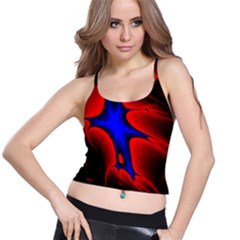 Space Red Blue Black Line Light Spaghetti Strap Bra Top by Mariart