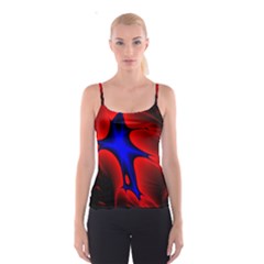 Space Red Blue Black Line Light Spaghetti Strap Top by Mariart