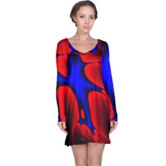 Space Red Blue Black Line Light Long Sleeve Nightdress by Mariart