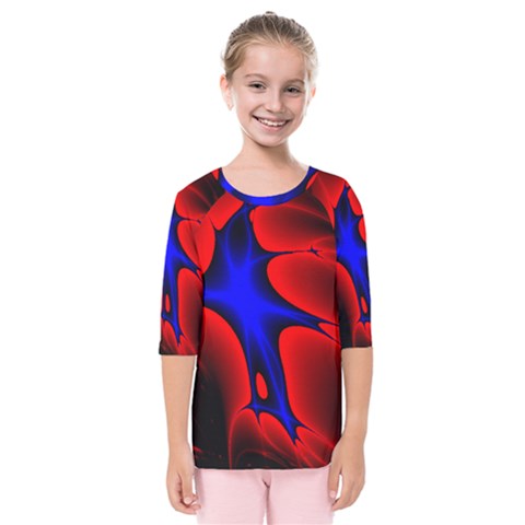 Space Red Blue Black Line Light Kids  Quarter Sleeve Raglan Tee by Mariart