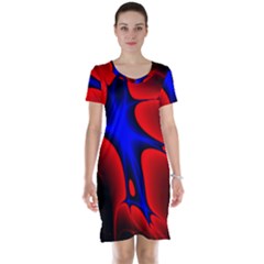 Space Red Blue Black Line Light Short Sleeve Nightdress by Mariart