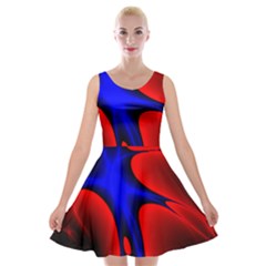 Space Red Blue Black Line Light Velvet Skater Dress by Mariart