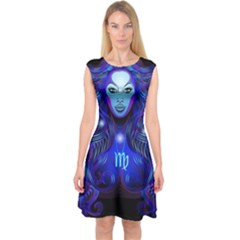 Sign Virgo Zodiac Capsleeve Midi Dress by Mariart