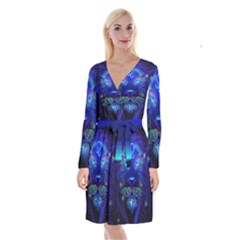 Sign Leo Zodiac Long Sleeve Velvet Front Wrap Dress