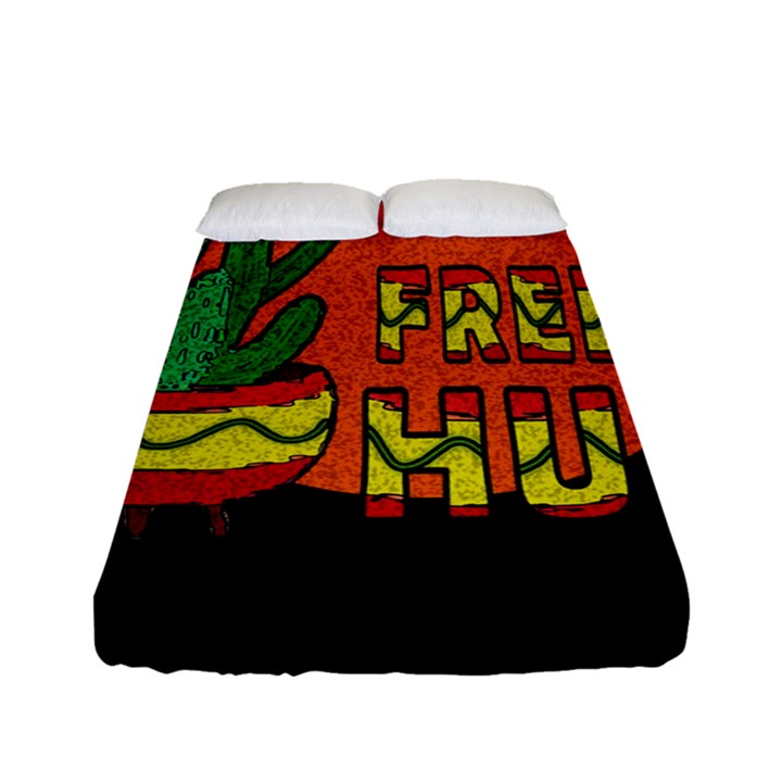 Cactus - free hugs Fitted Sheet (Full/ Double Size)