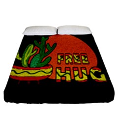 Cactus - Free Hugs Fitted Sheet (california King Size) by Valentinaart