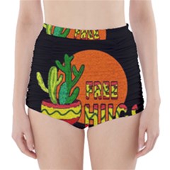 Cactus - Free Hugs High-waisted Bikini Bottoms by Valentinaart