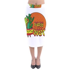 Cactus - Free Hugs Velvet Midi Pencil Skirt by Valentinaart