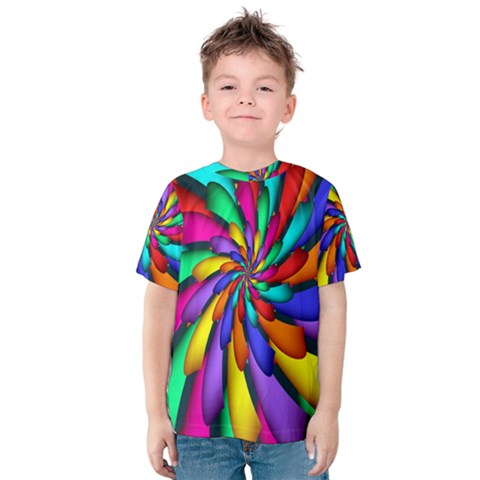 Star Flower Color Rainbow Kids  Cotton Tee by Mariart