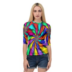 Star Flower Color Rainbow Quarter Sleeve Tee