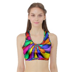 Star Flower Color Rainbow Sports Bra With Border by Mariart