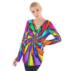 Star Flower Color Rainbow Women s Tie Up Tee by Mariart