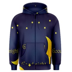 Star Moon Good Night Blue Sky Yellow Light Men s Zipper Hoodie by Mariart