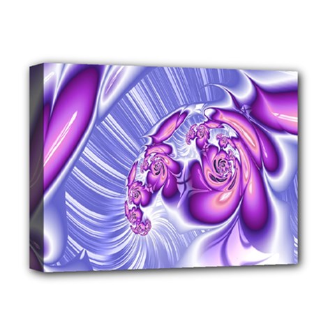 Space Stone Purple Silver Wave Chevron Deluxe Canvas 16  X 12   by Mariart