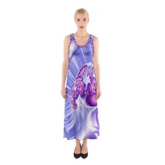 Space Stone Purple Silver Wave Chevron Sleeveless Maxi Dress by Mariart