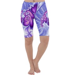 Space Stone Purple Silver Wave Chevron Cropped Leggings  by Mariart