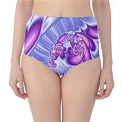 Space Stone Purple Silver Wave Chevron High-waist Bikini Bottoms